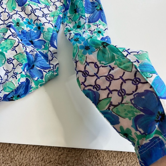 Ibkul 1/4 Zip Pullover Blue Green Floral Size Small - Picture 6 of 9